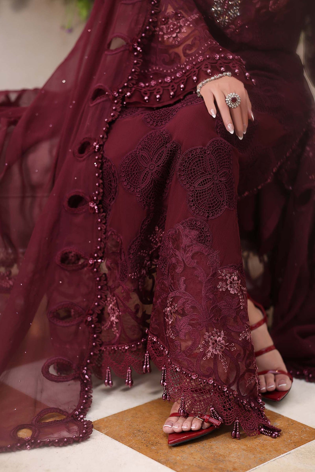 03-Piece Heavy Embroidered Chiffon Suit - Ready To Wear