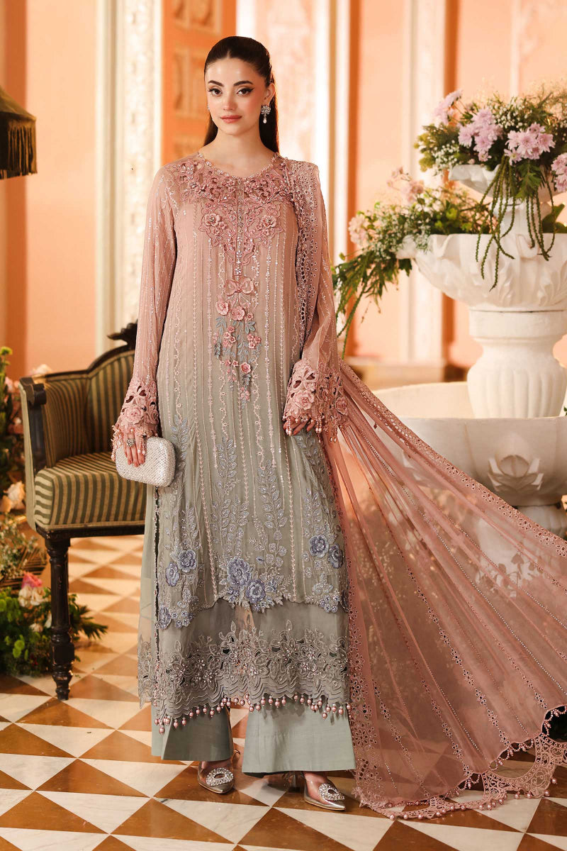 Chiffon Tie & Dye 3-Piece Suit with Heavy Handwork | ready to wear