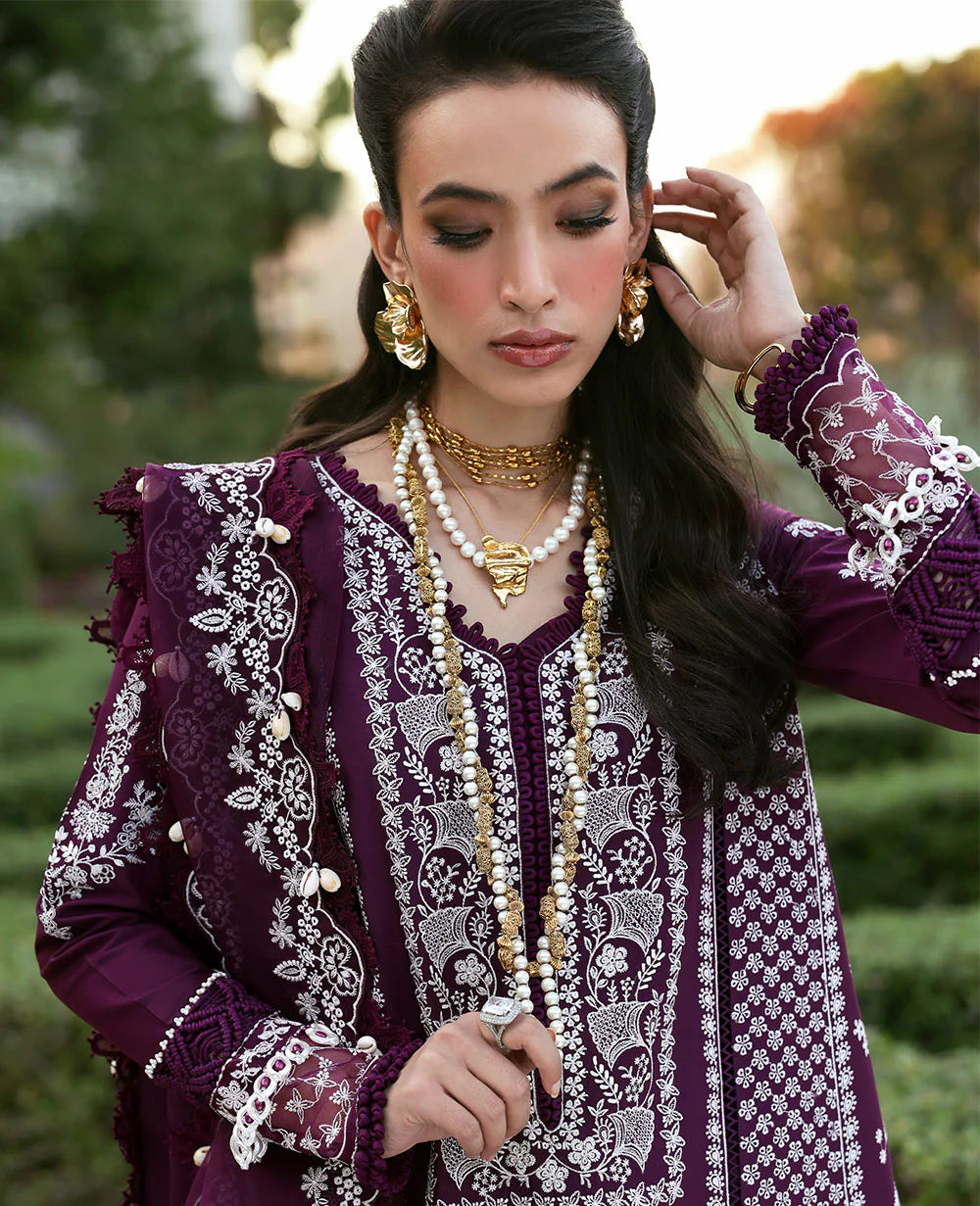 03-Piece Embroidered Cotton Suit With Organza Dupatta | Ready To Wear