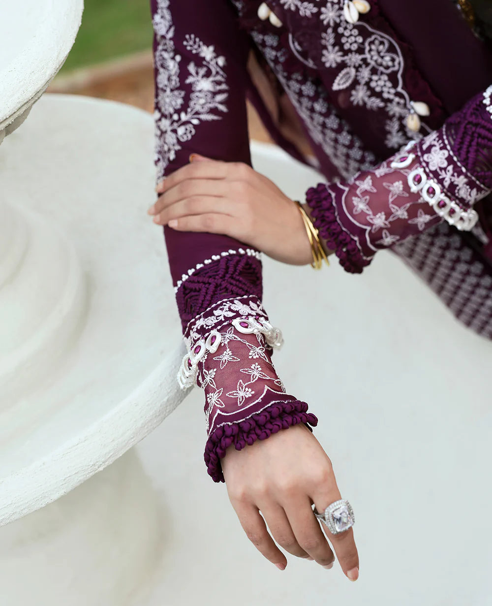 03-Piece Embroidered Cotton Suit With Organza Dupatta | Ready To Wear