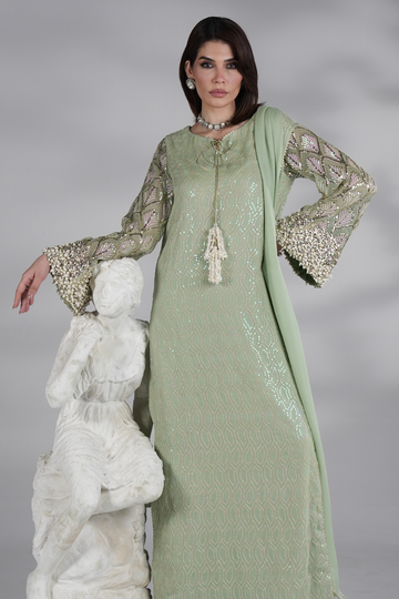 03 Piece Luxury  Embroidered Chiffon Suit - Ready to Wear