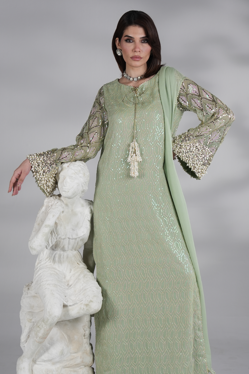 03 Piece Luxury  Embroidered Chiffon Suit - Ready to Wear