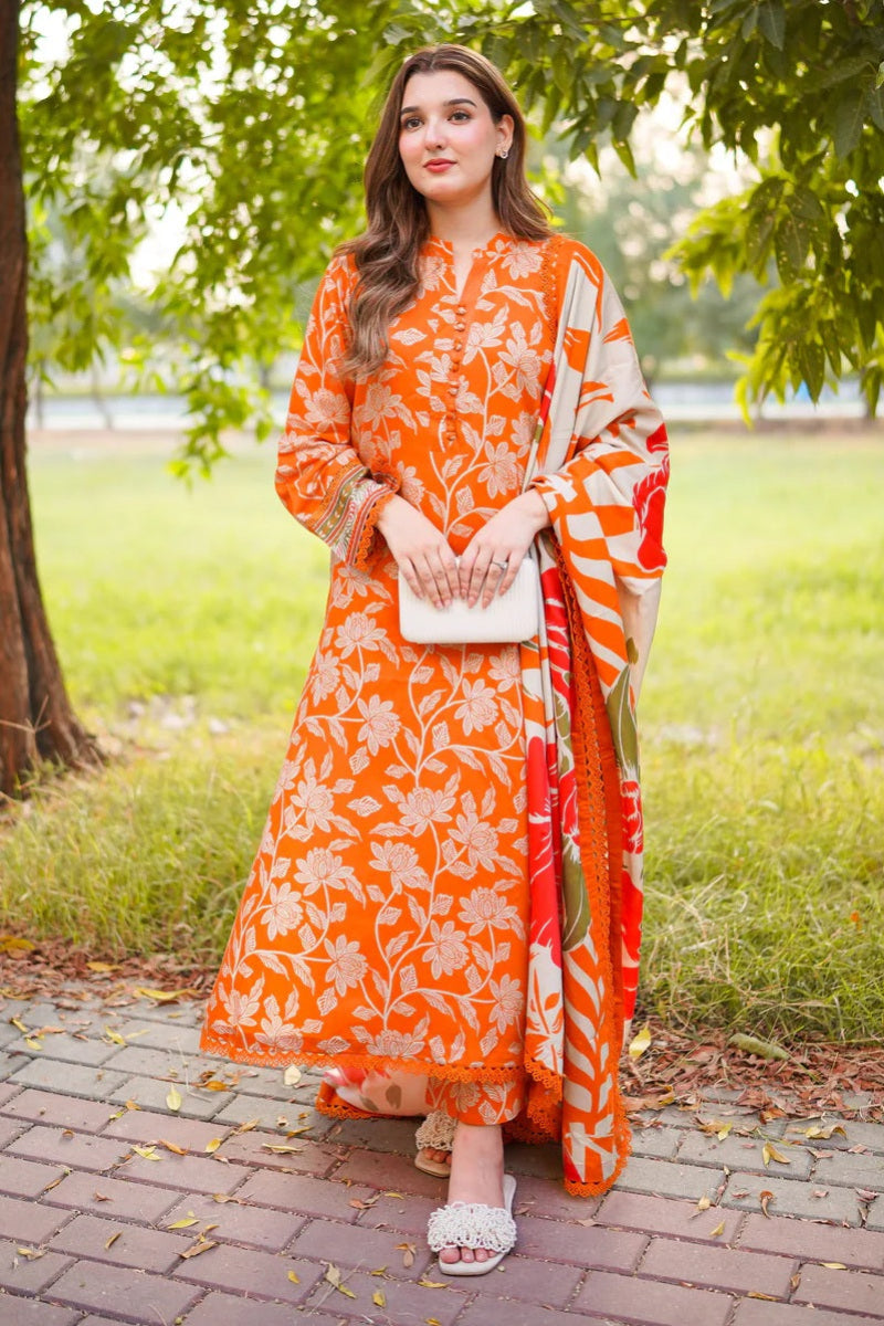 03-Piece Printed Lawn Suit - Ready To Wear
