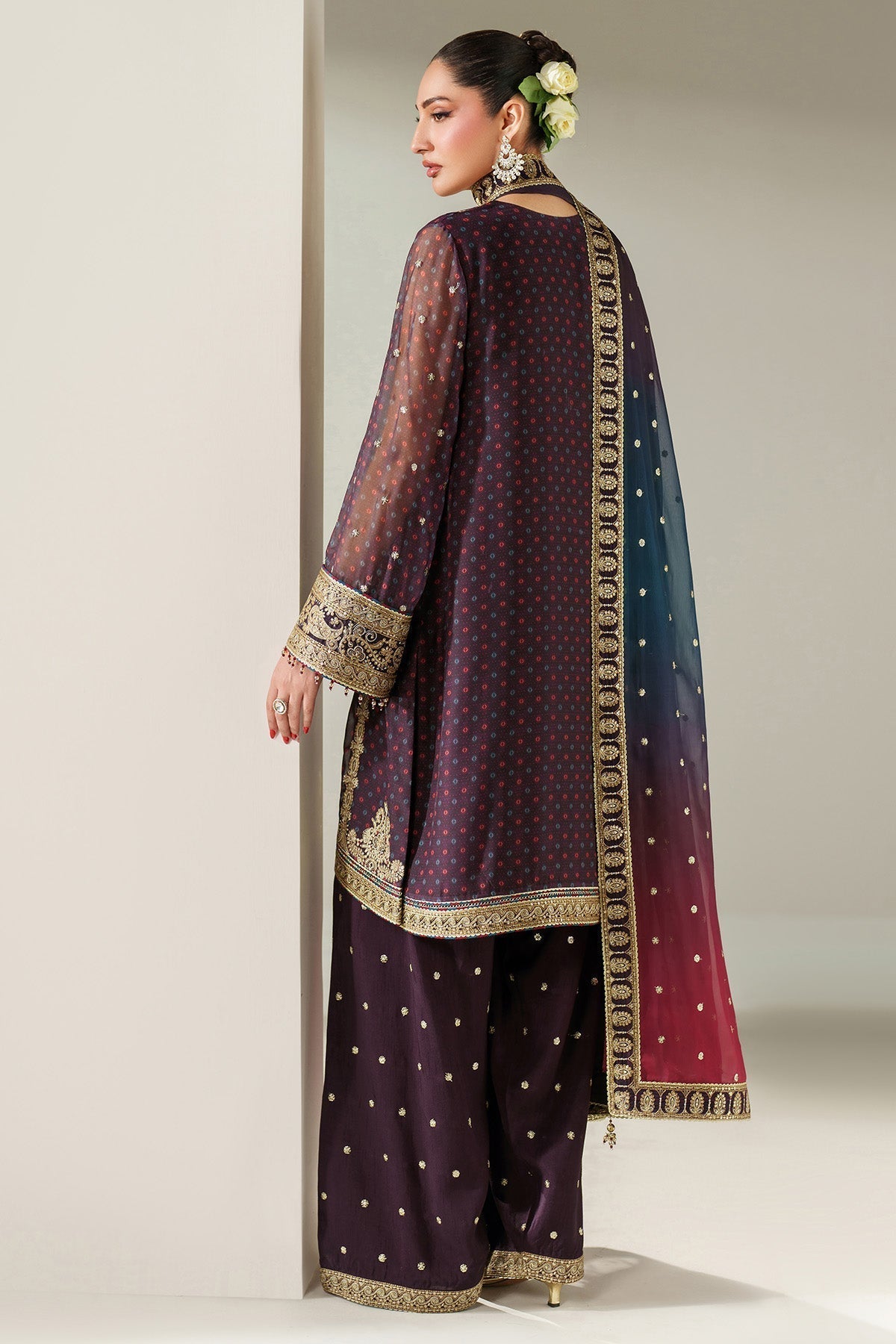 3 Piece Stitched  Chiffon  suit - Ready to Wear