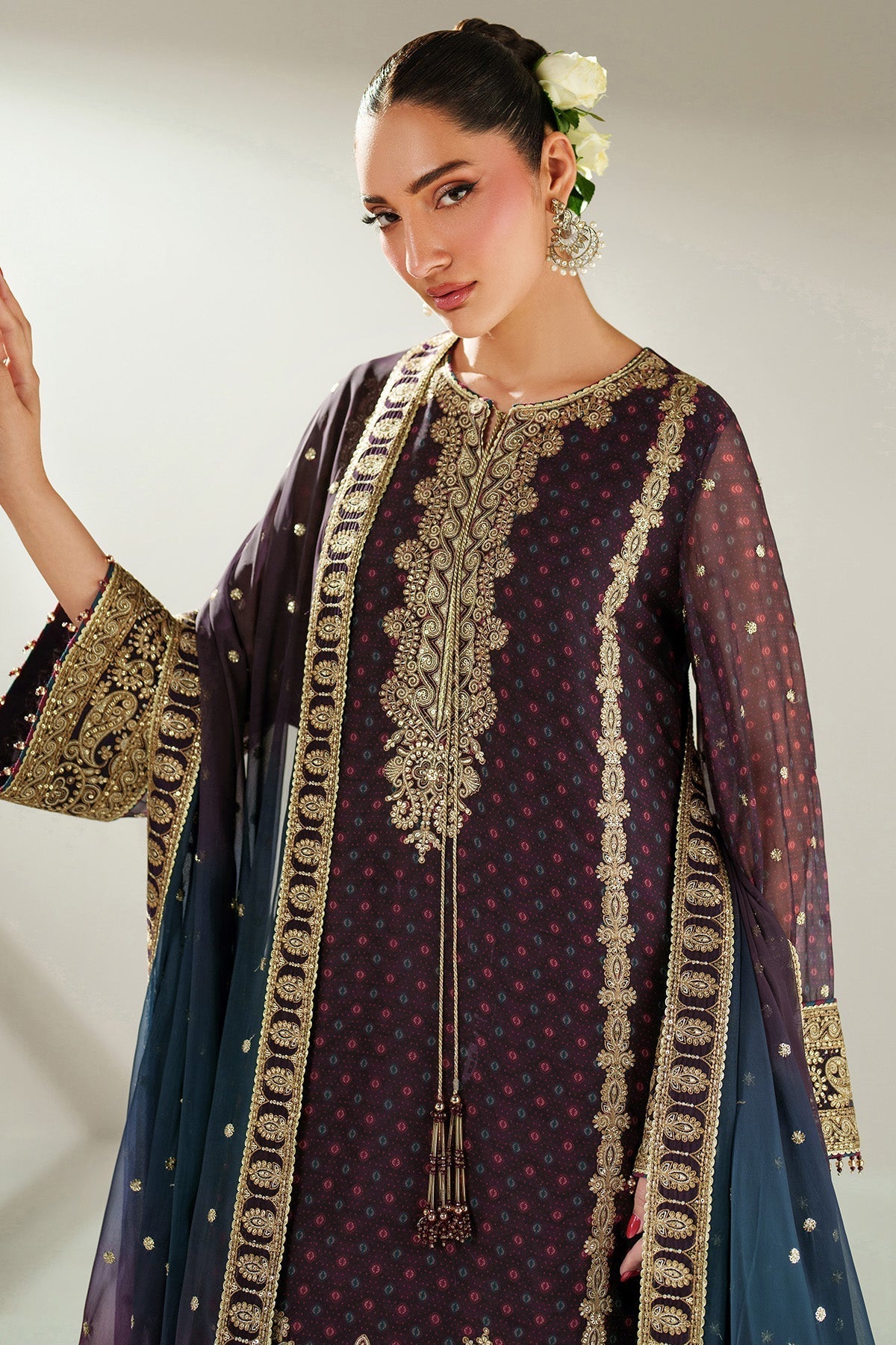 3 Piece Stitched  Chiffon  suit - Ready to Wear
