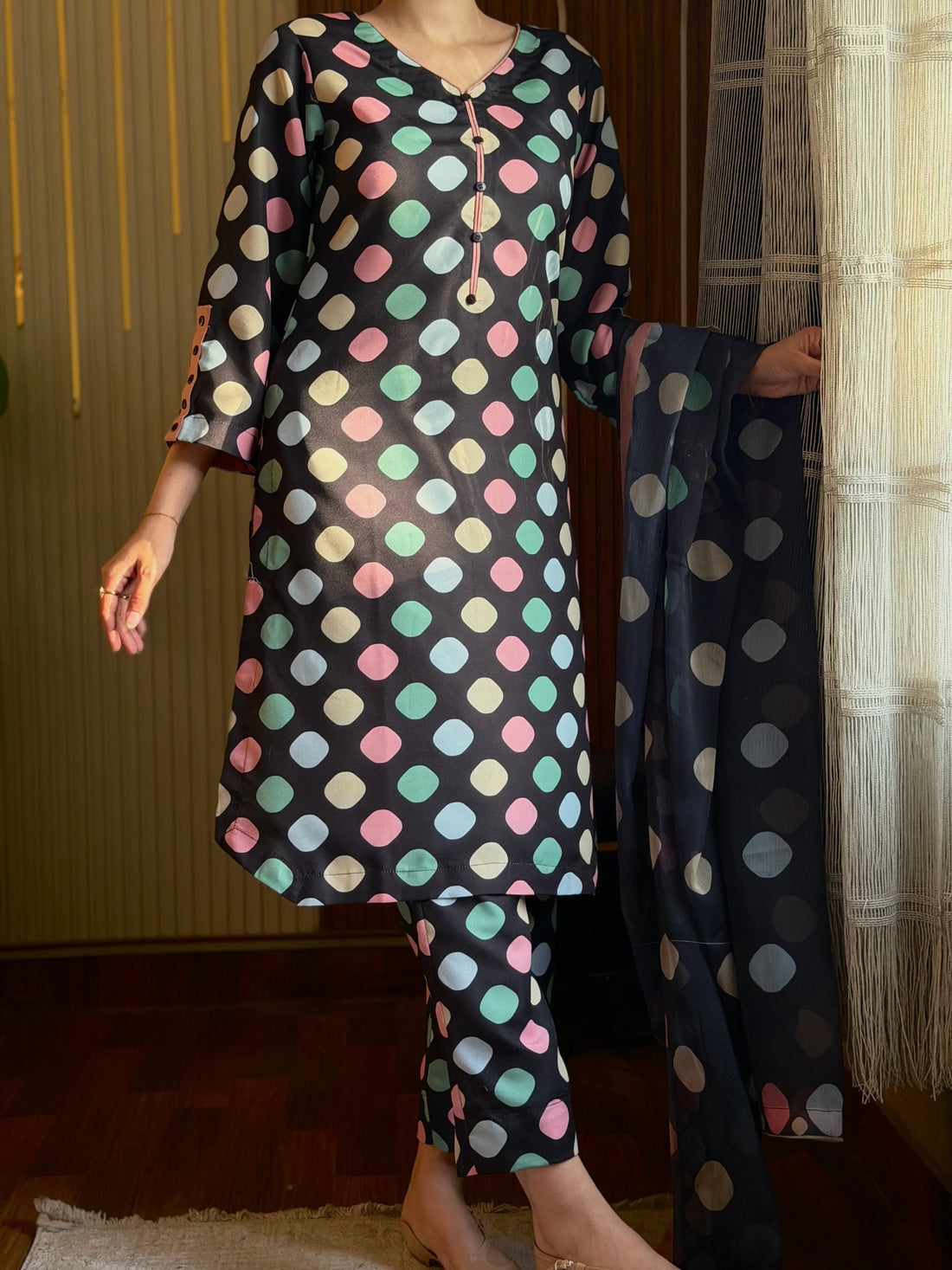 03-piece Printed Silk Suit | Ready to wear