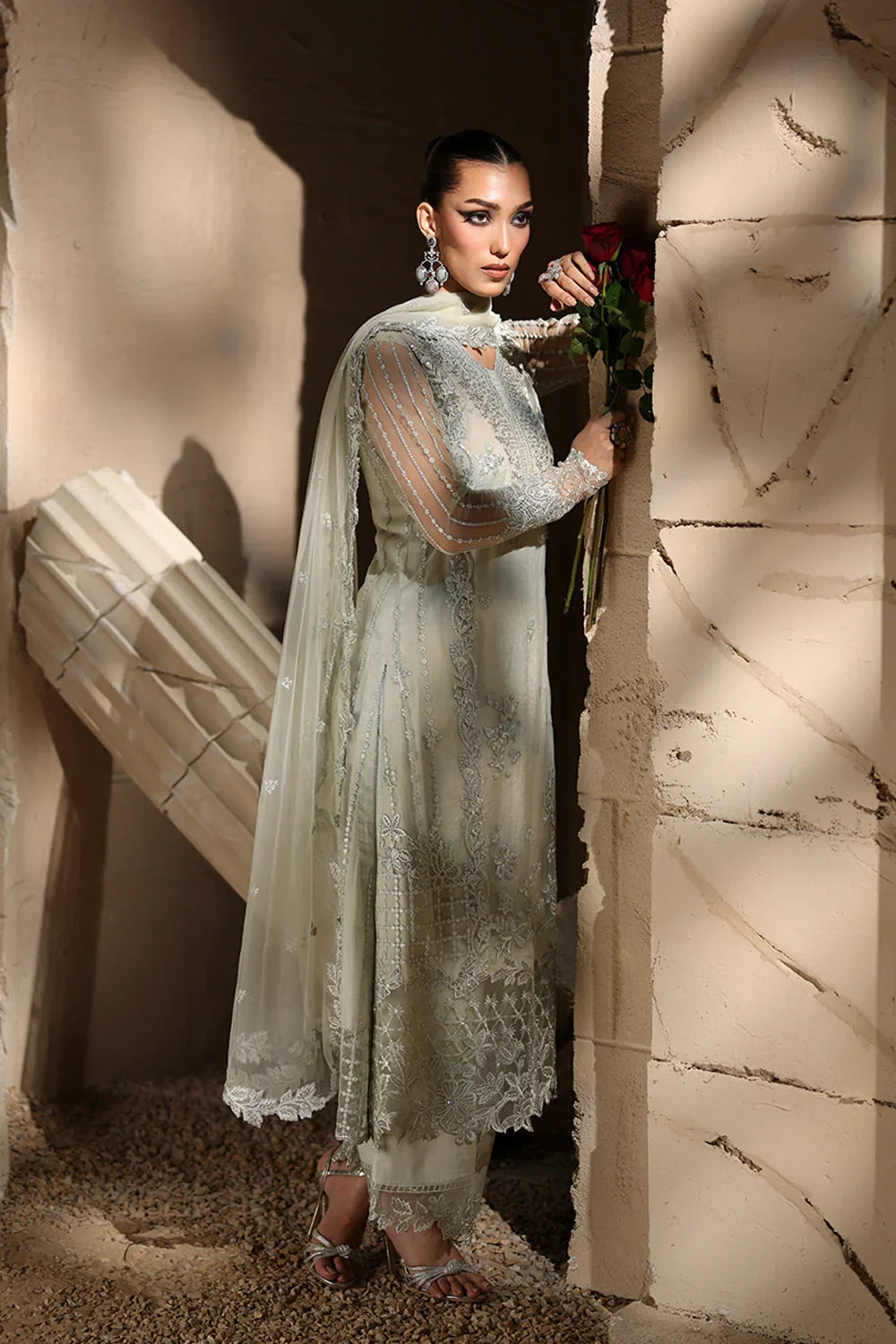 03-Piece Net Suit With Embroidery | Ready To Wear