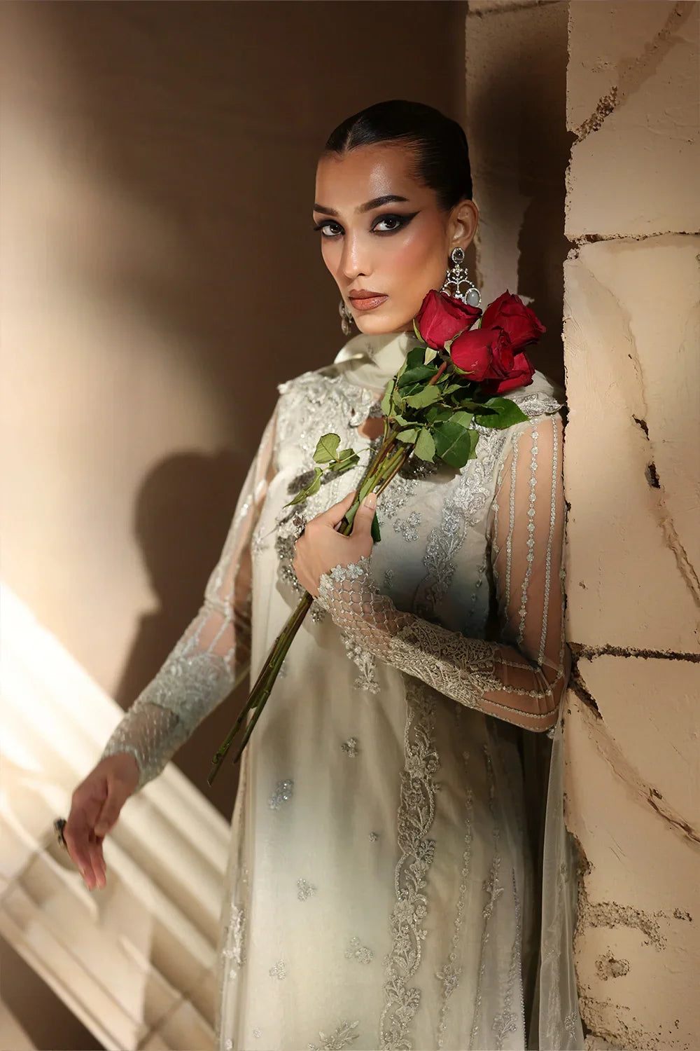 03-Piece Net Suit With Embroidery | Ready To Wear