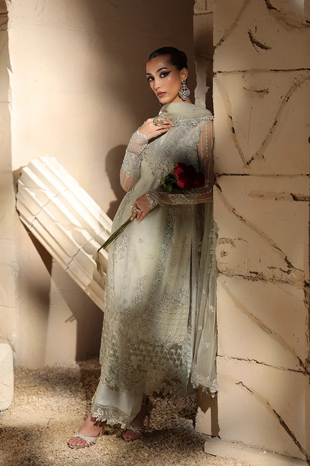 03-Piece Net Suit With Embroidery | Ready To Wear