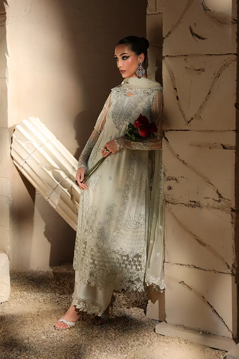 03-Piece Net Suit With Embroidery | Ready To Wear