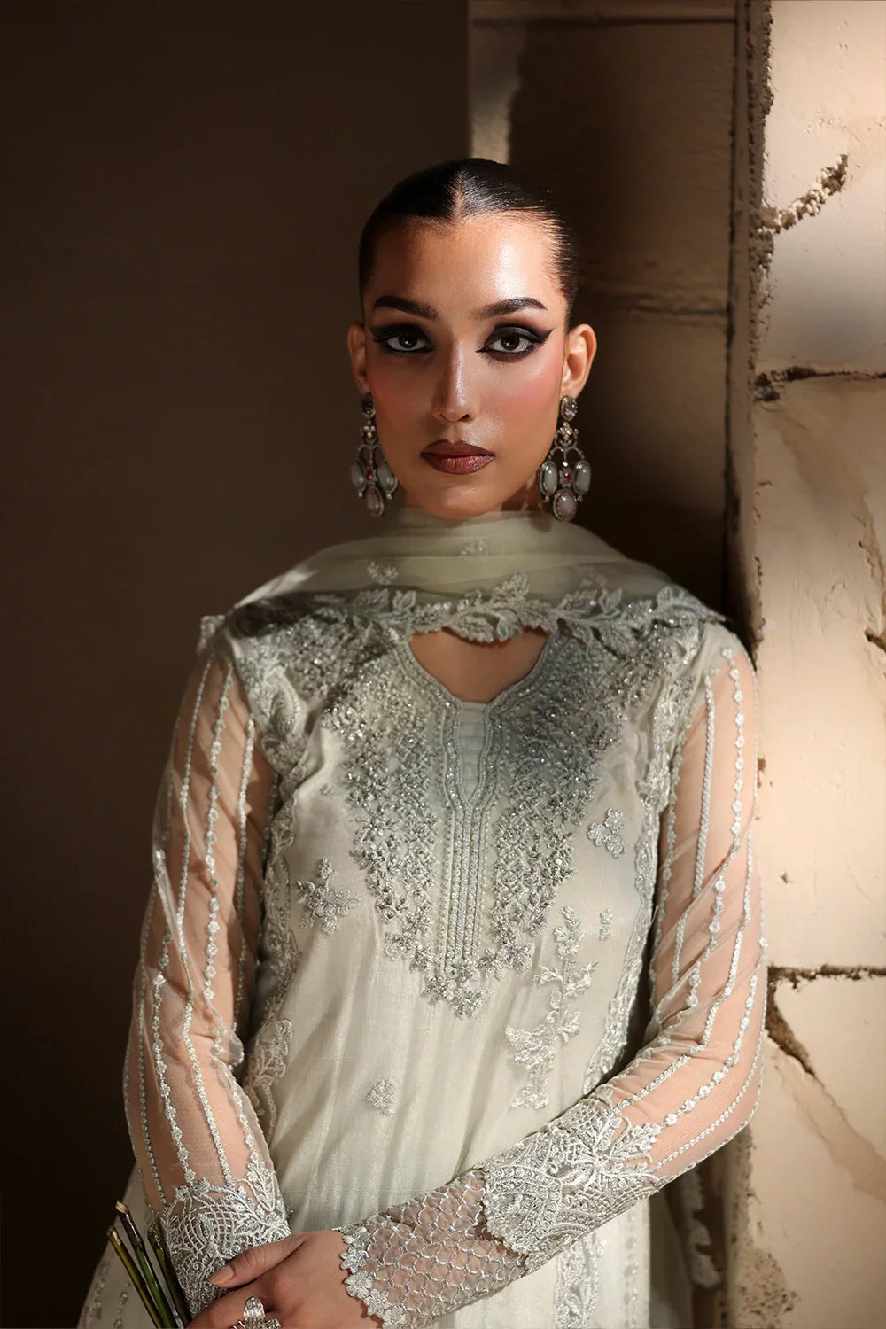 03-Piece Net Suit With Embroidery | Ready To Wear