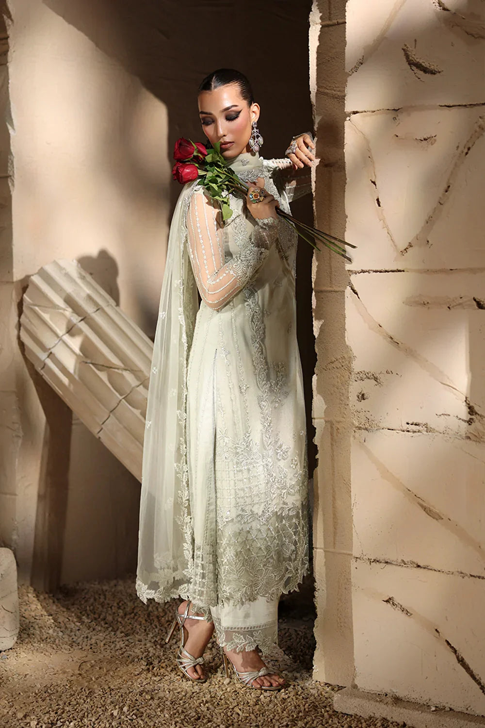 03-Piece Net Suit With Embroidery | Ready To Wear