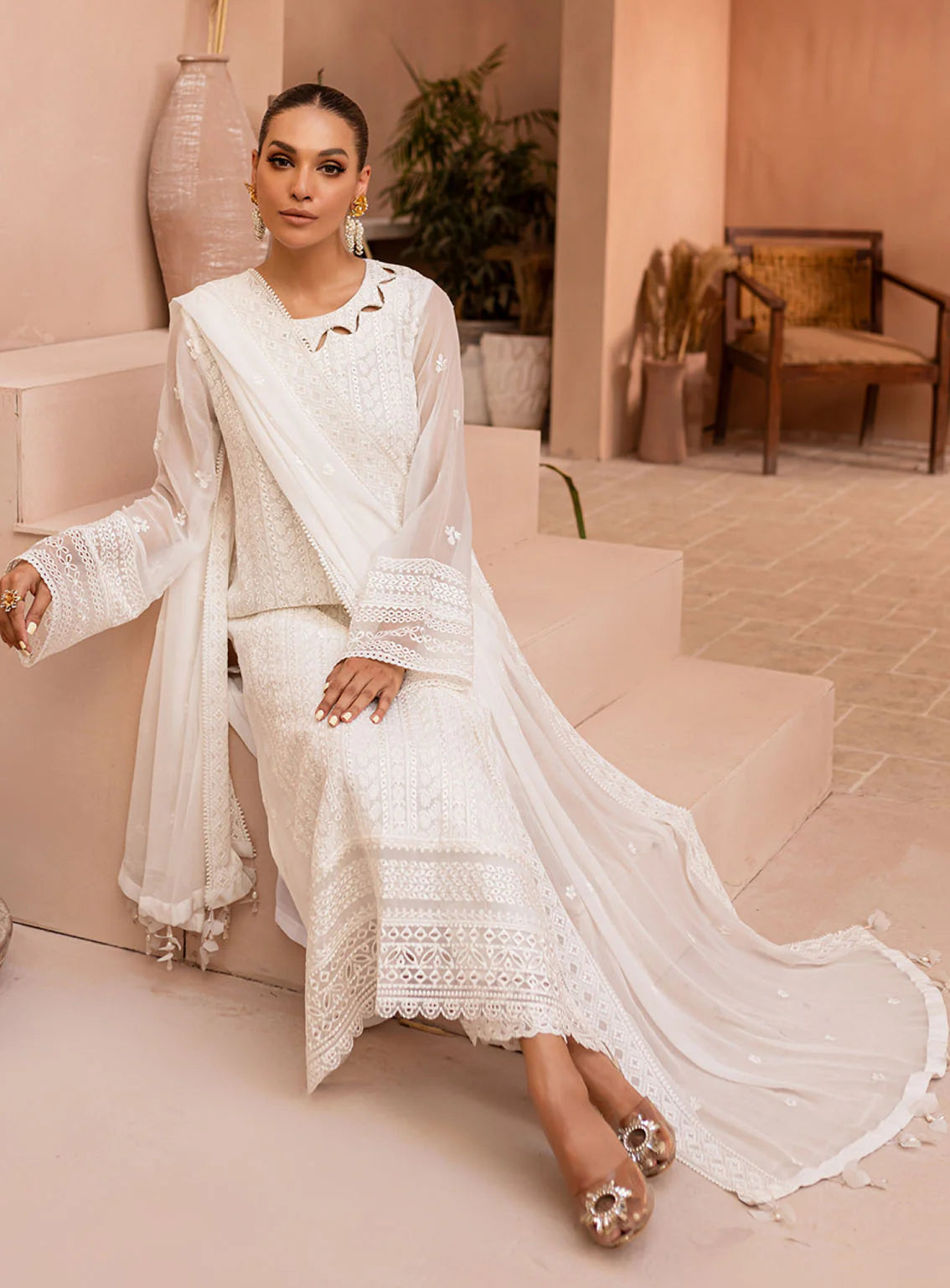 03-Piece Chiffon Suit With Embroidery | Ready To Wear