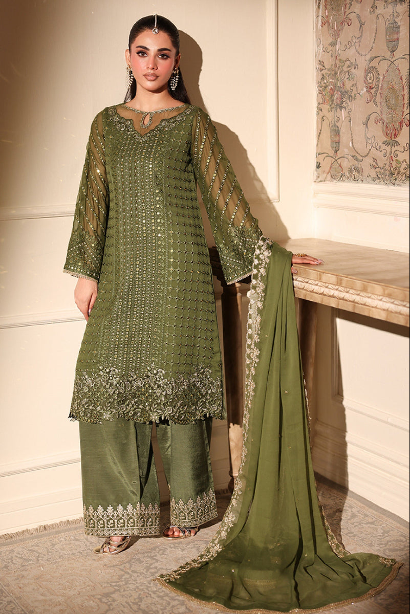 3  Piece Stitched Chiffon Suit - Ready to Wear