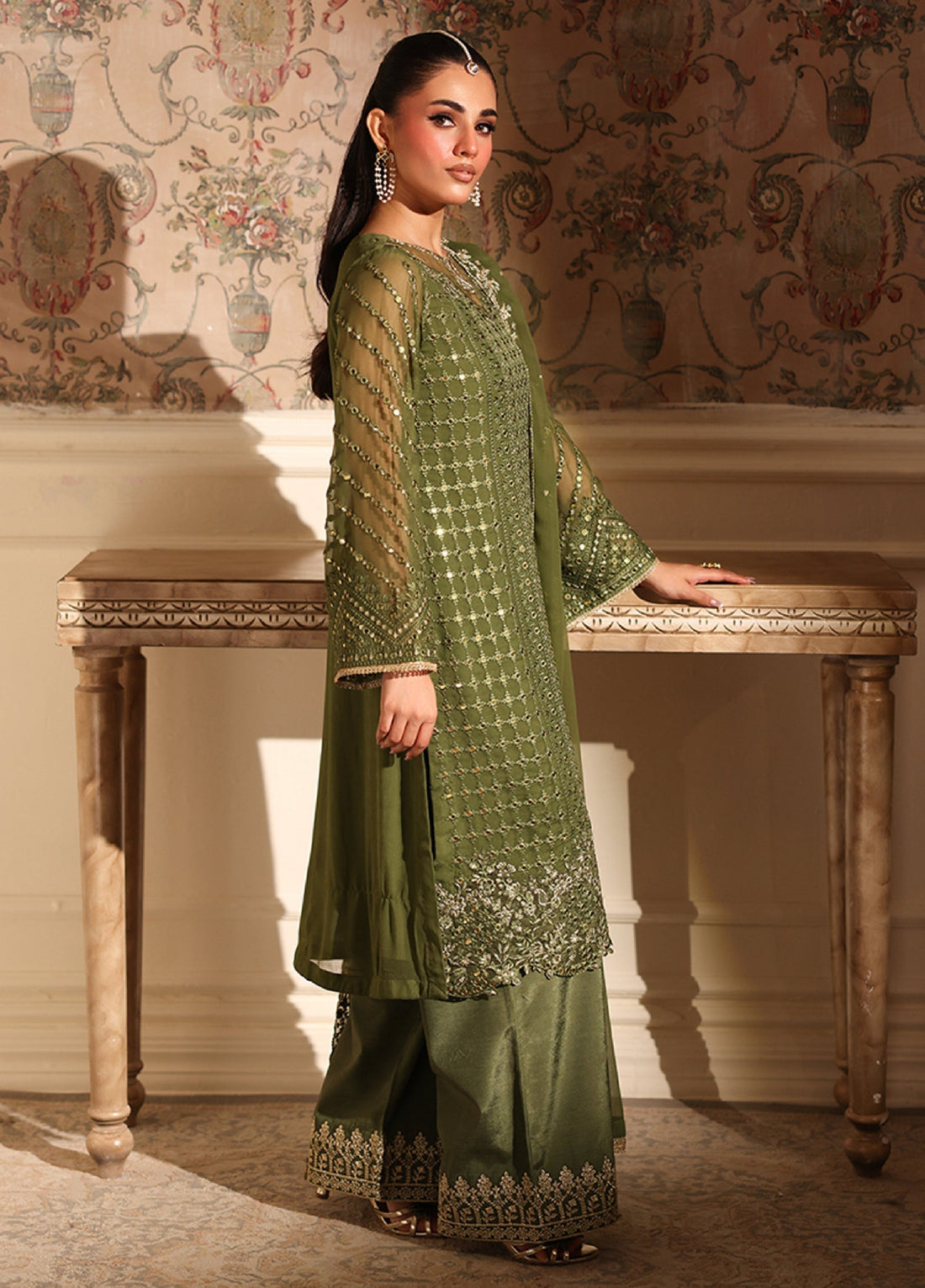 3  Piece Stitched Chiffon Suit - Ready to Wear