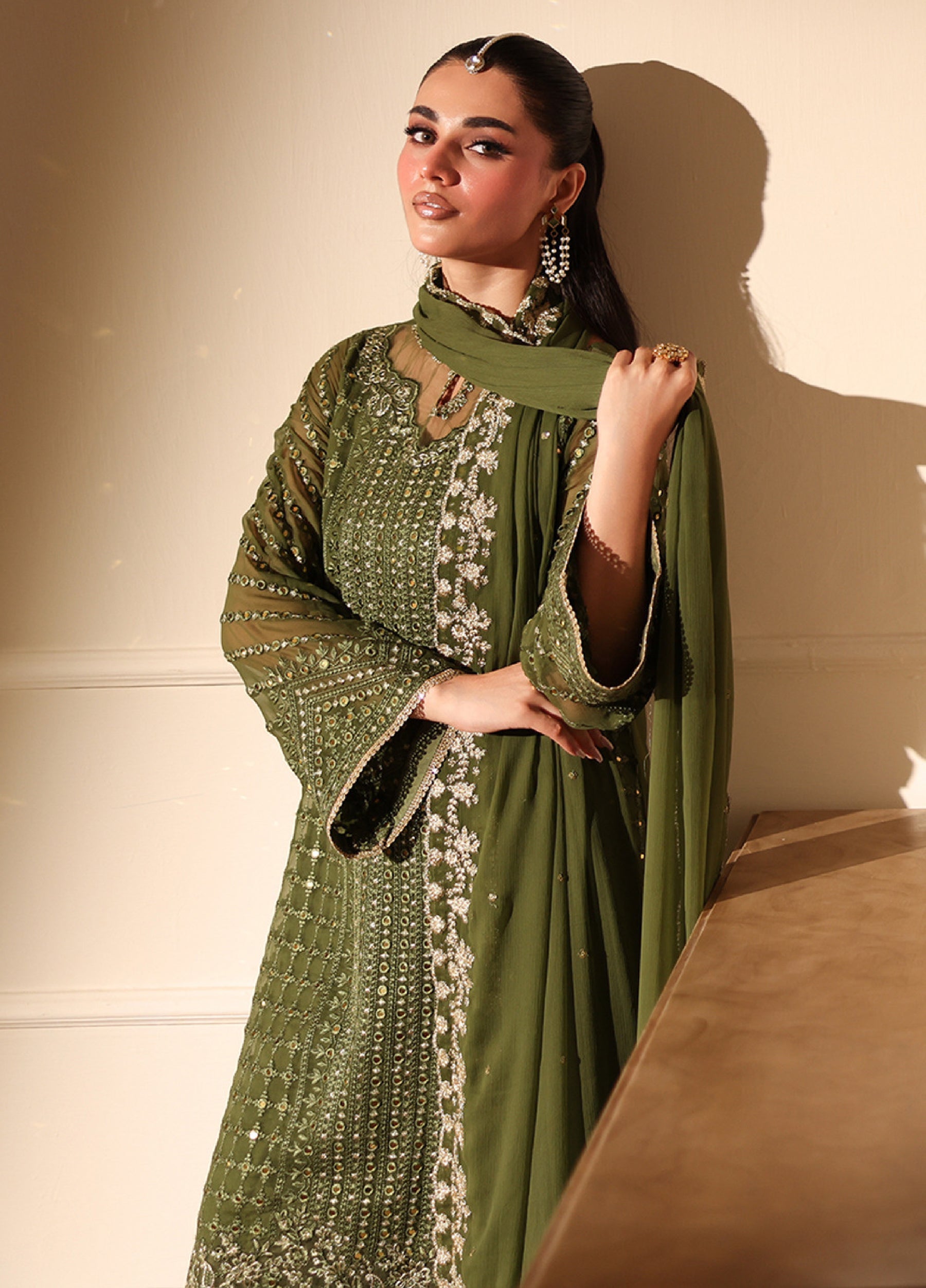 3  Piece Stitched Chiffon Suit - Ready to Wear