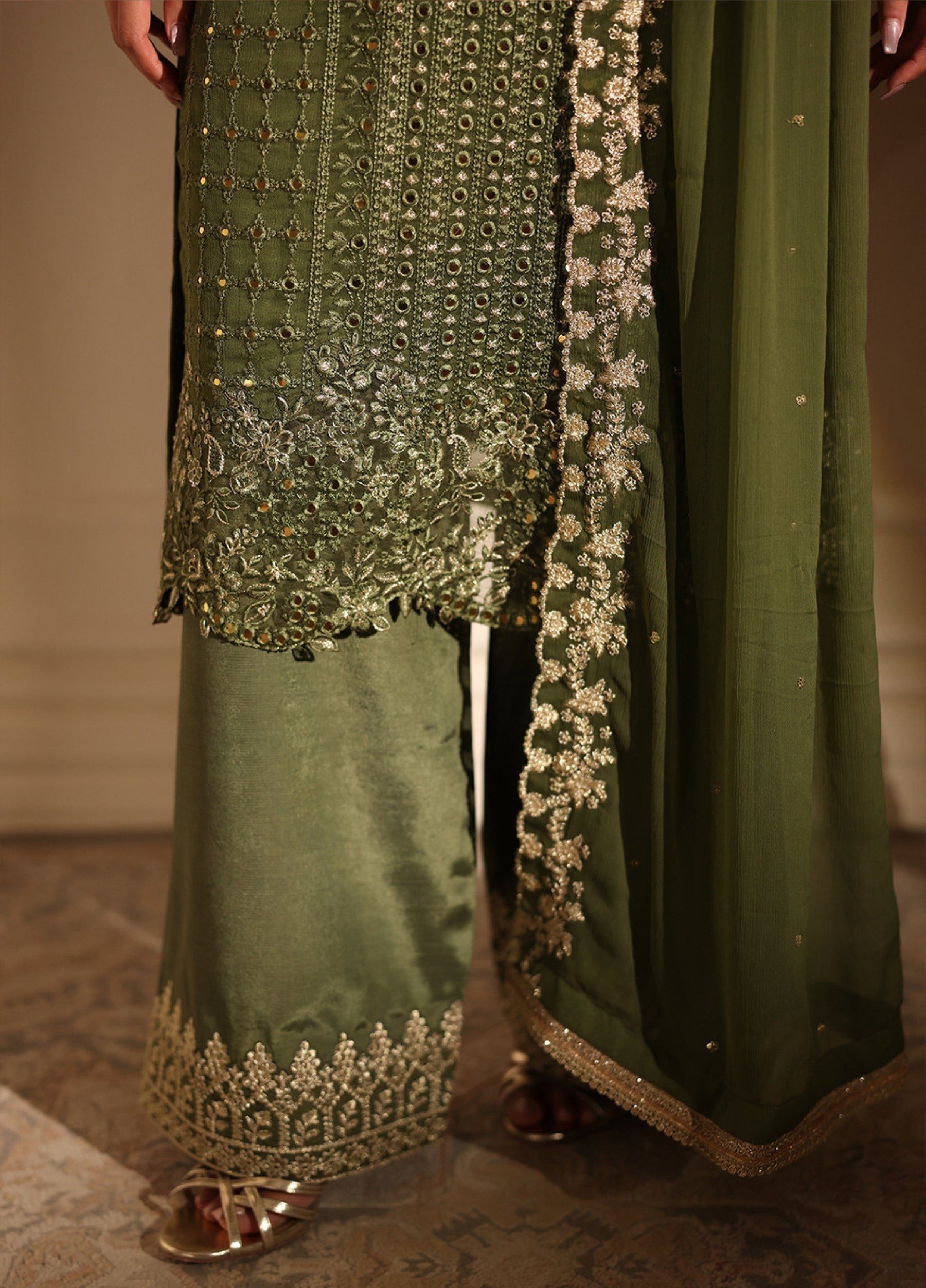 3  Piece Stitched Chiffon Suit - Ready to Wear