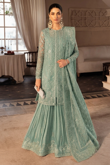 03 Piece Luxury Embroidered Organza Suit -  Ready  To Wear