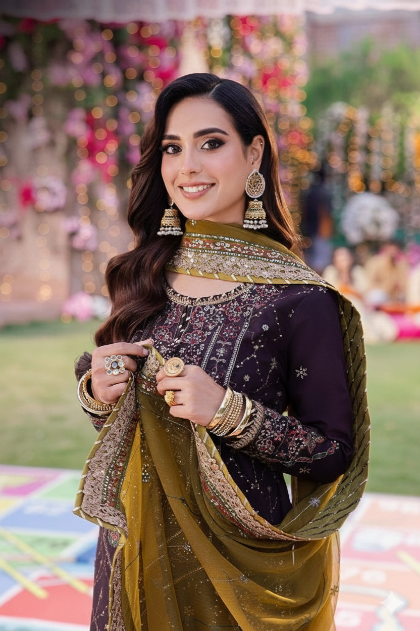 3 Piece Stitched Chiffon Suit - Ready to wear