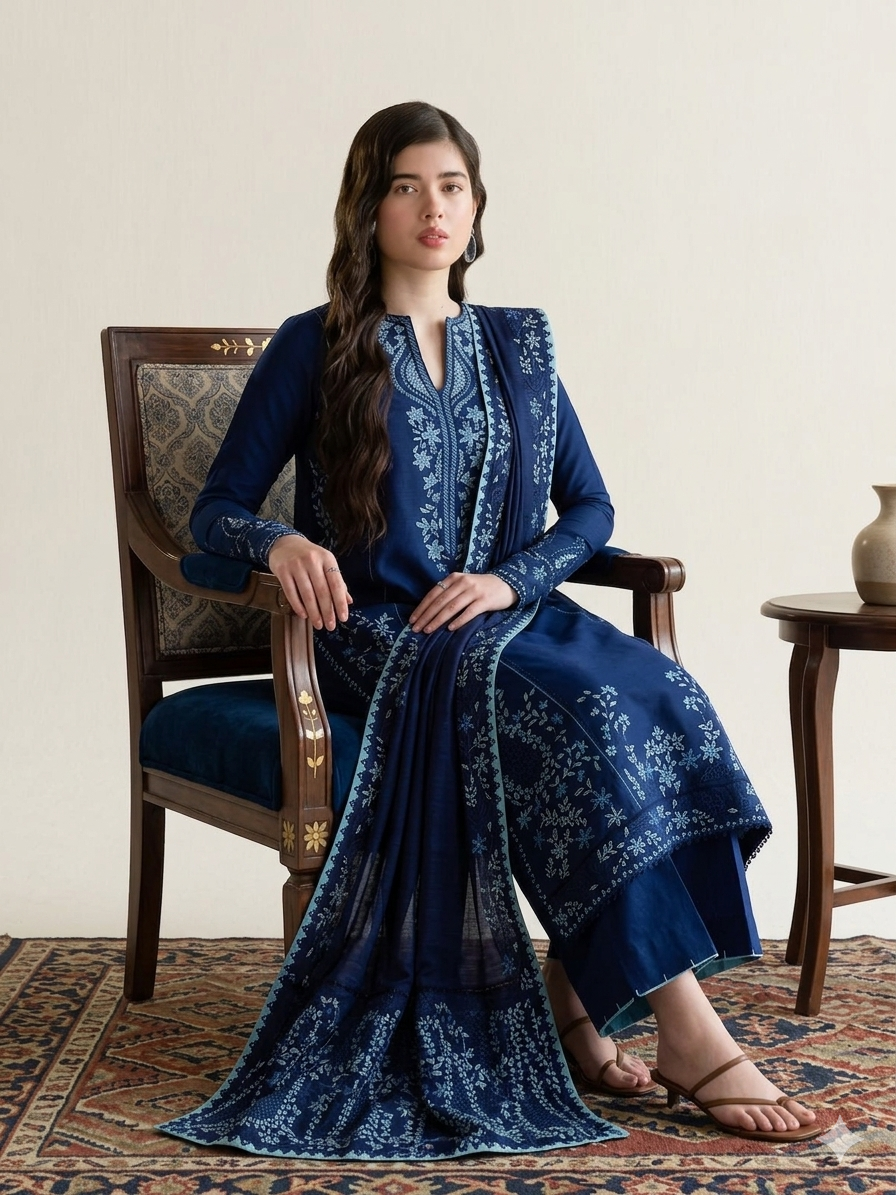 03-Piece Egyptian Lawn Suit - Ready  To Wear