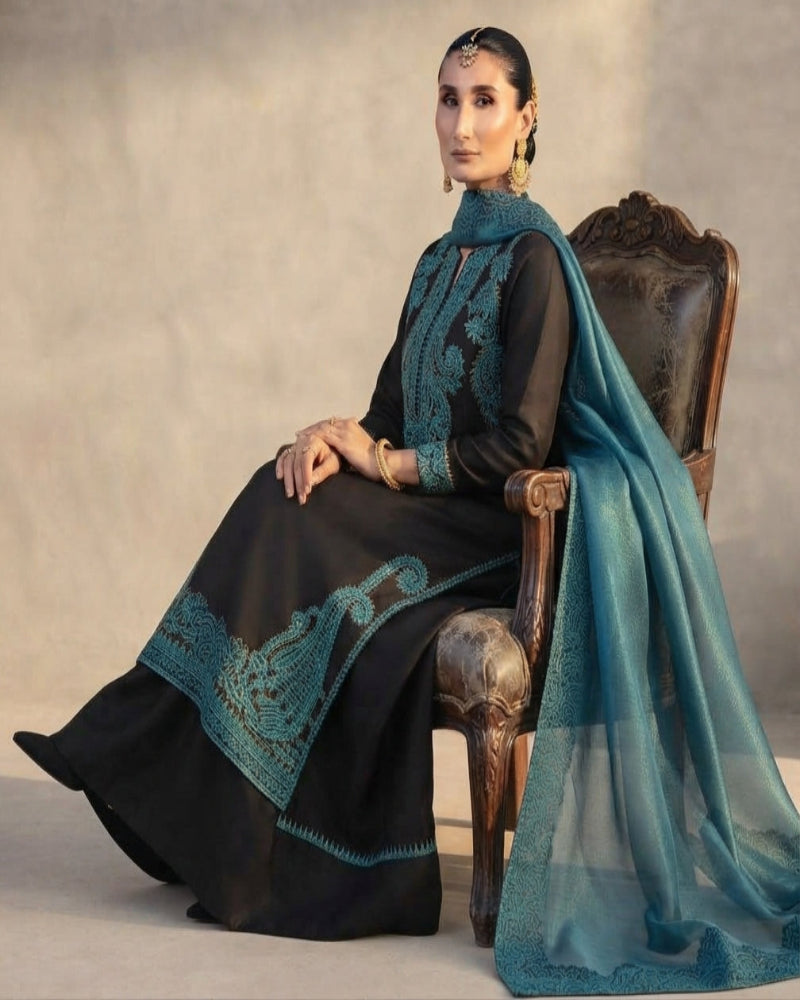 Luxury Shamoz Silk Kaftan Collection with 4-Side Embroidered | ready to wear