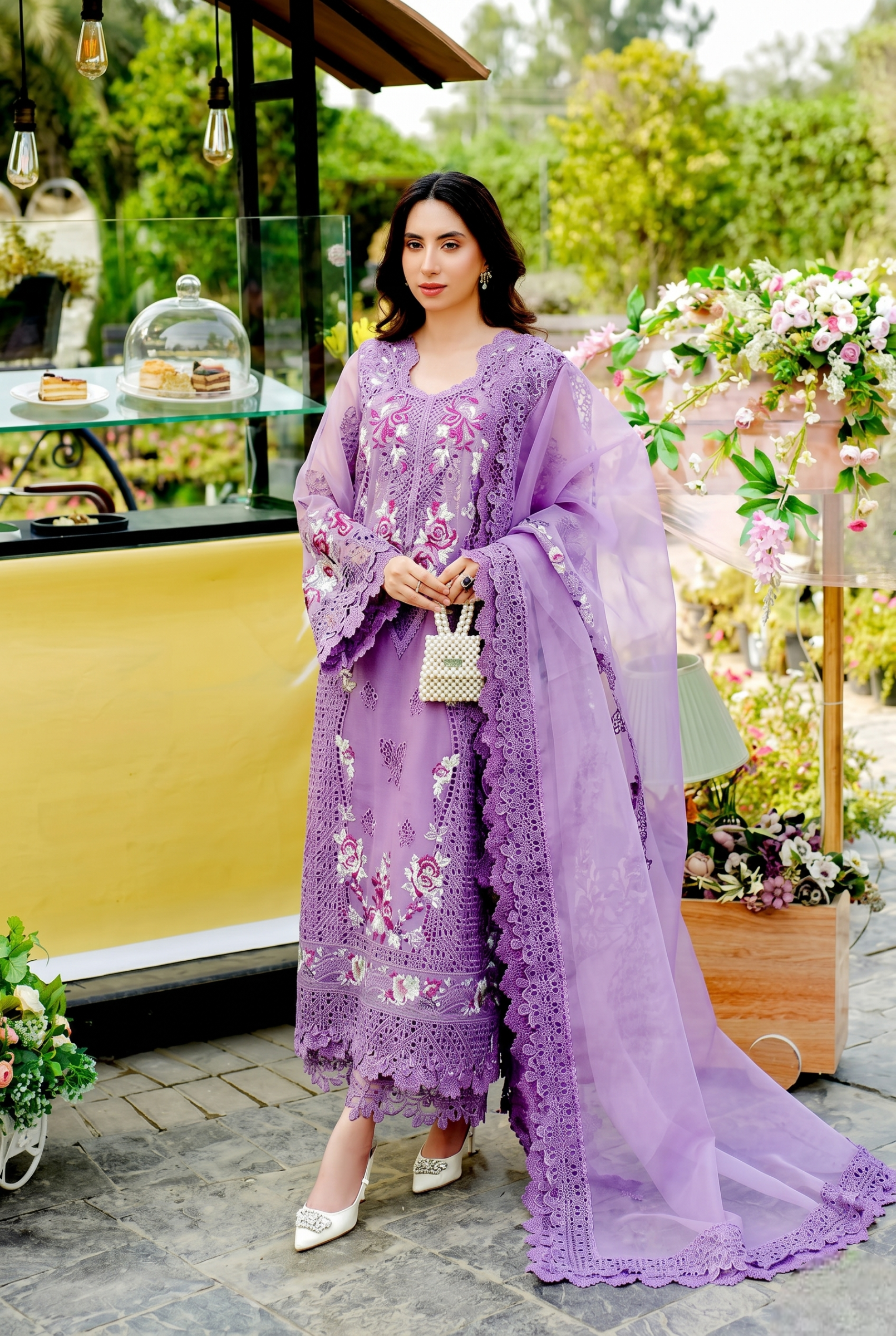 03-Piece Embroidered Organza Suit | Ready To Wear