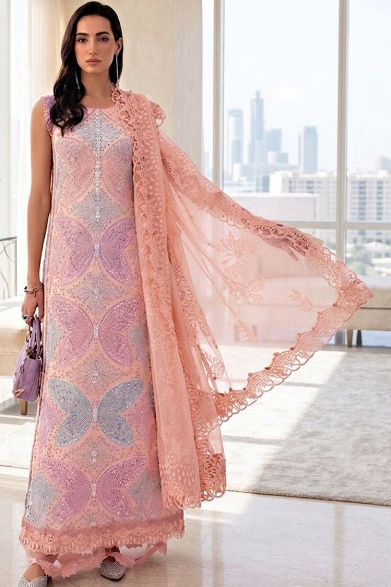 03-Piece Embroidery Lawn Suit With Chiffon Dupatta | Ready To Wear