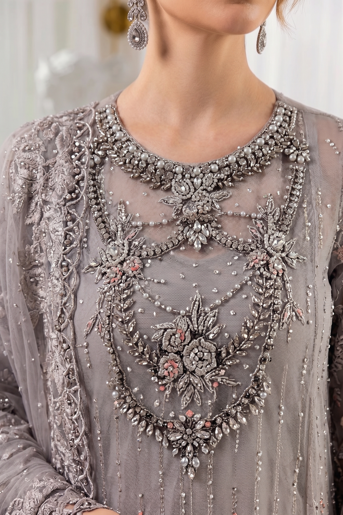 03-Piece Chiffon Suit With Net Dupatta | Ready To Wear