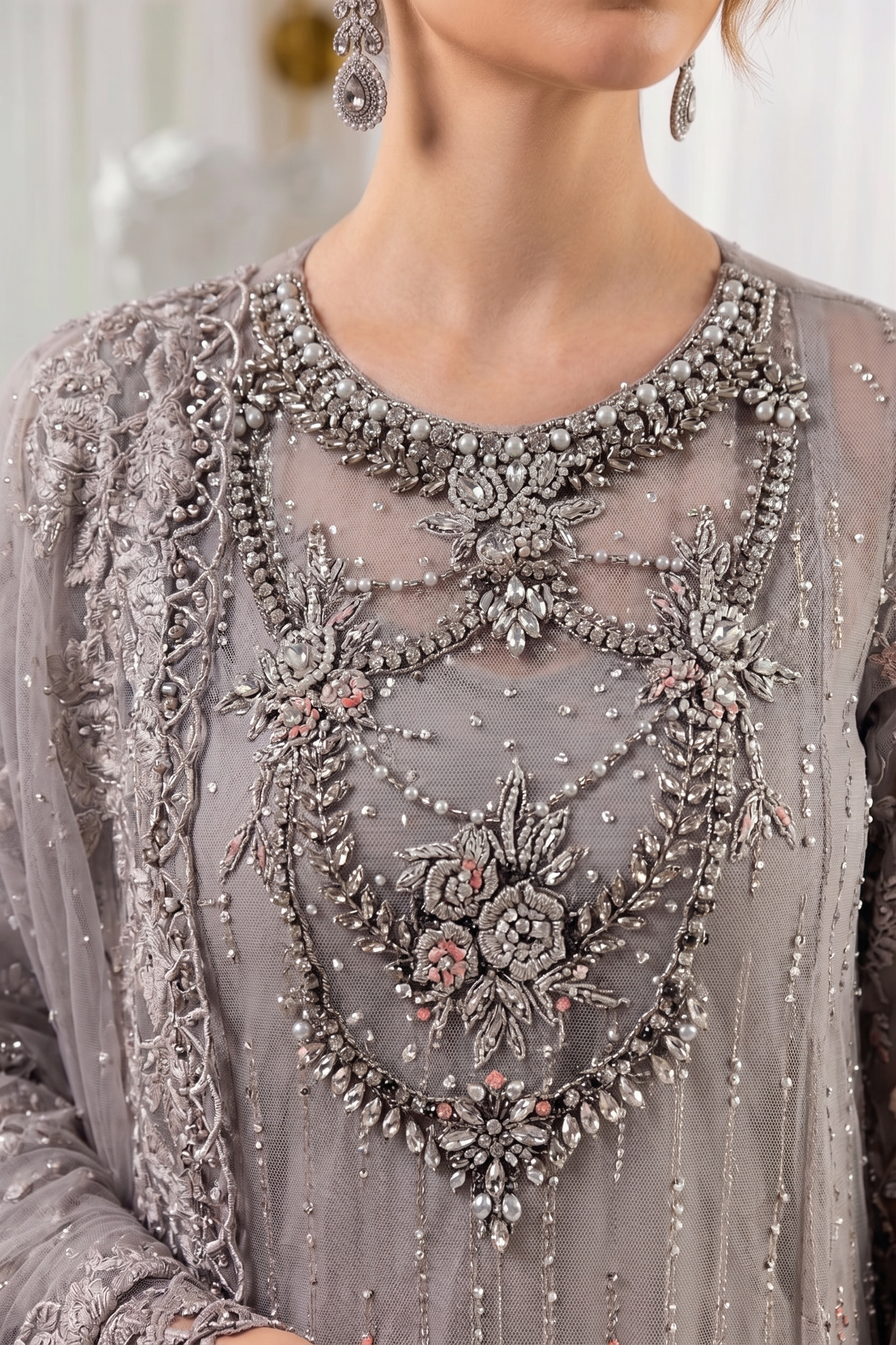 03-Piece Chiffon Suit With Net Dupatta | Ready To Wear