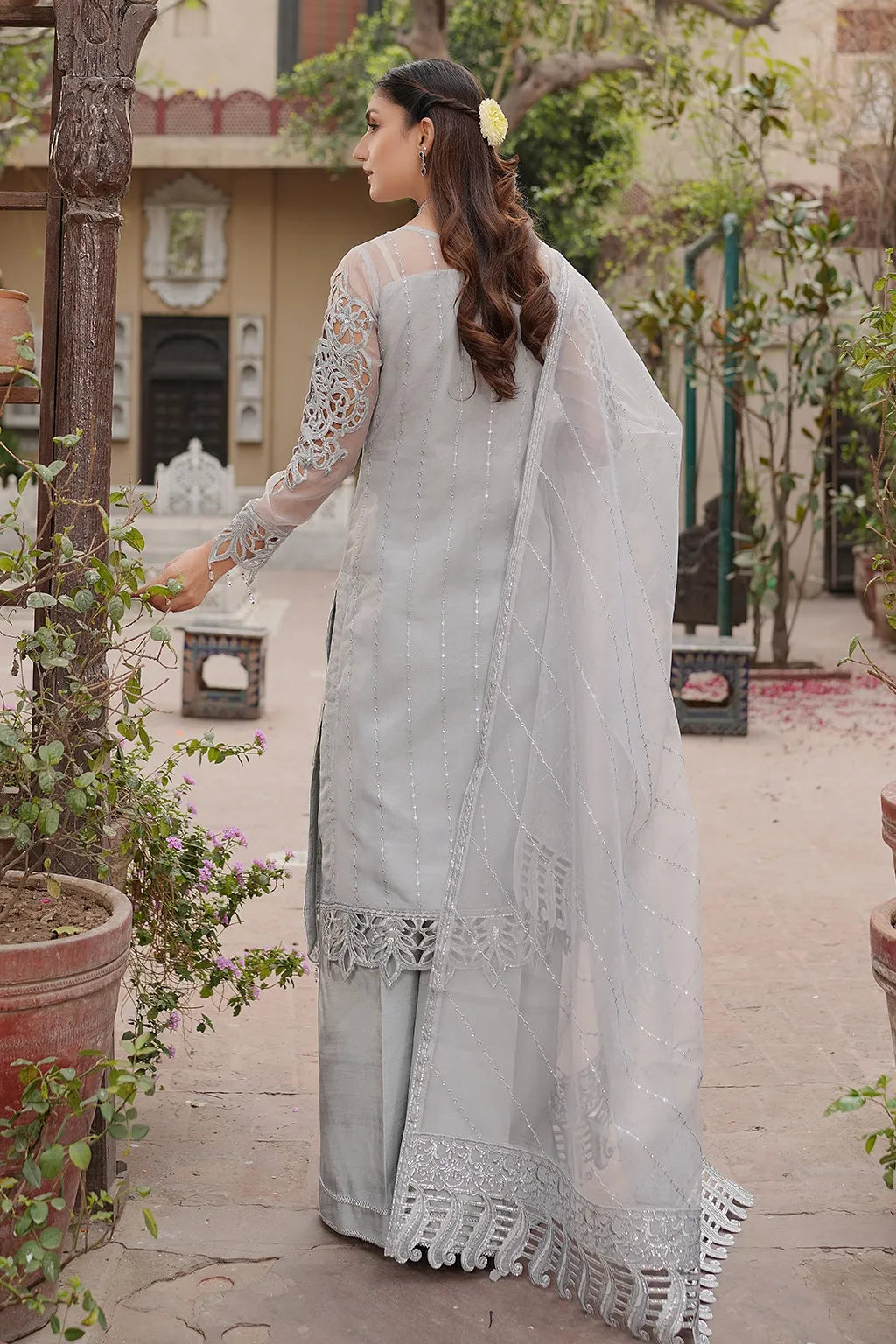 3 piece Stitched  Organza & Malai Bridal Suit