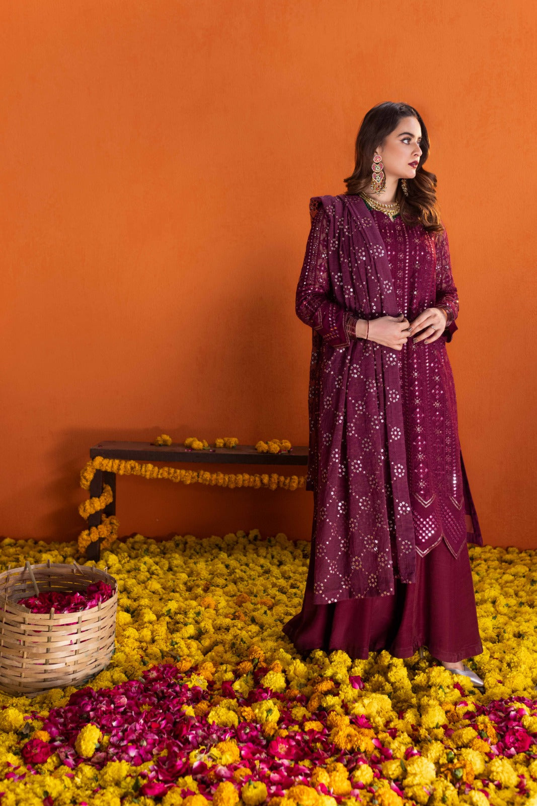 03-Piece Sequence Embroidered Chiffon Suit - Ready To Wear
