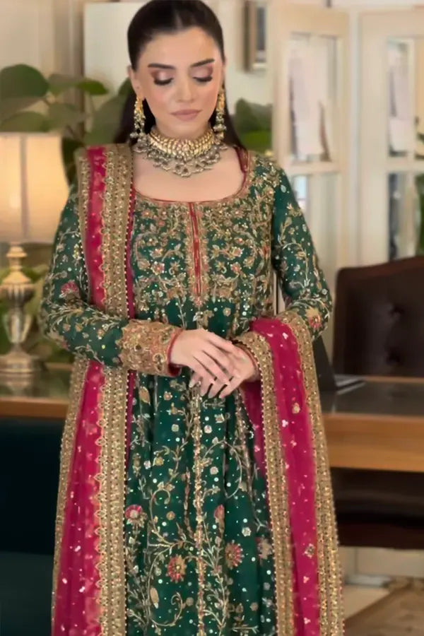 03-Piece Luxury Adda Work Chiffon Suit - Ready To Wear