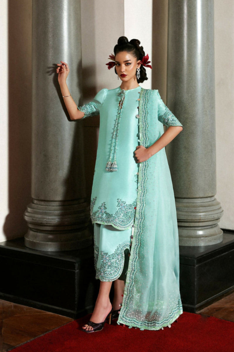 3 Piece Stitched Indian Raw Silk Suit - Ready to wear