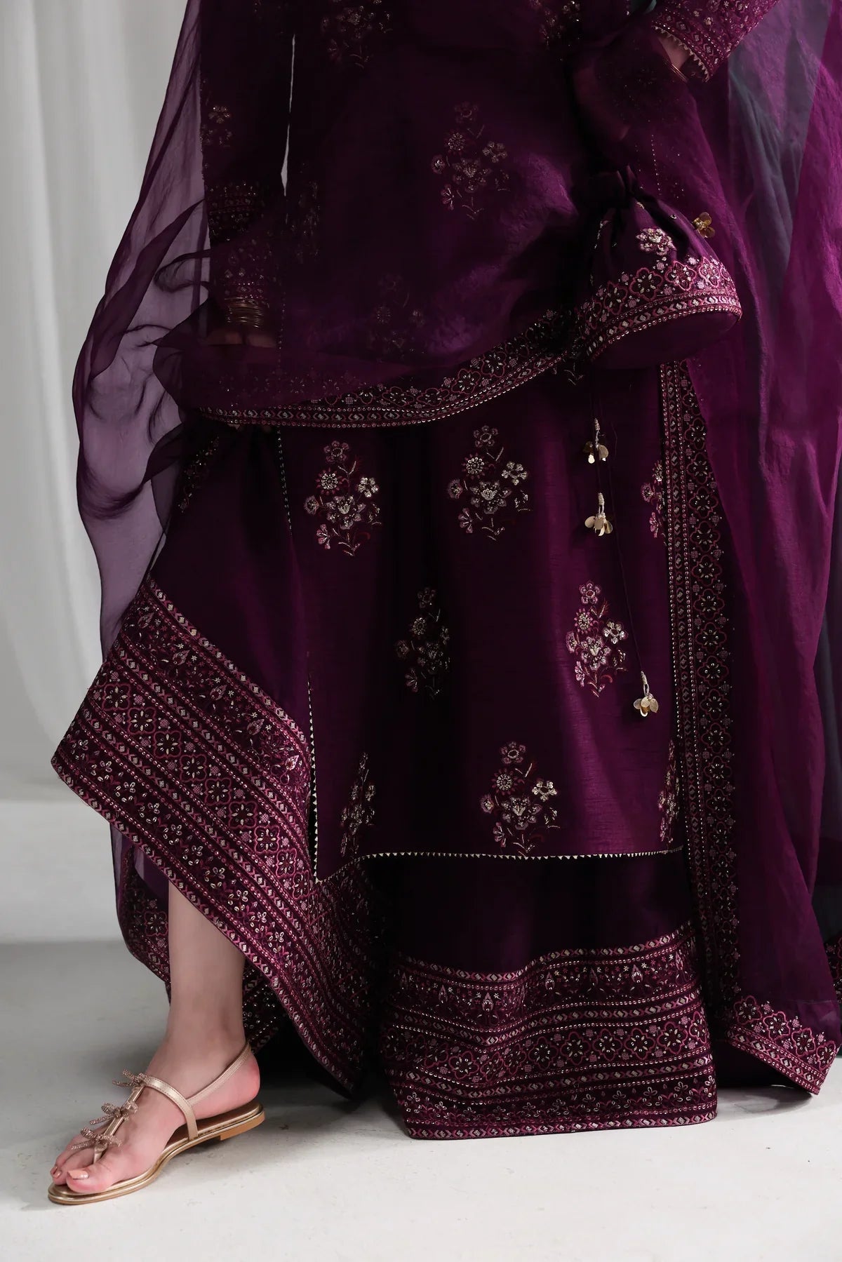 3 Piece Stitched Raw Silk Suit - Ready to wear