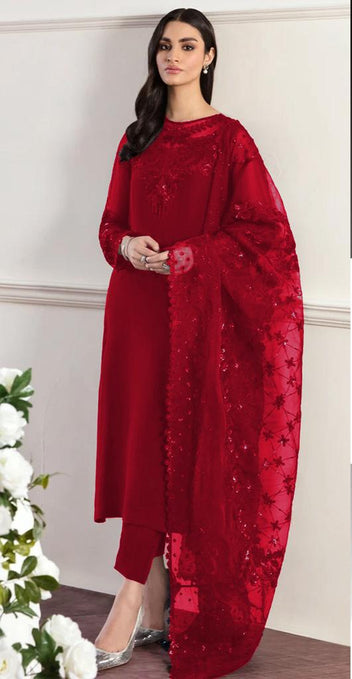 03-Piece Embroidered Chiffon Suit - Ready To Wear