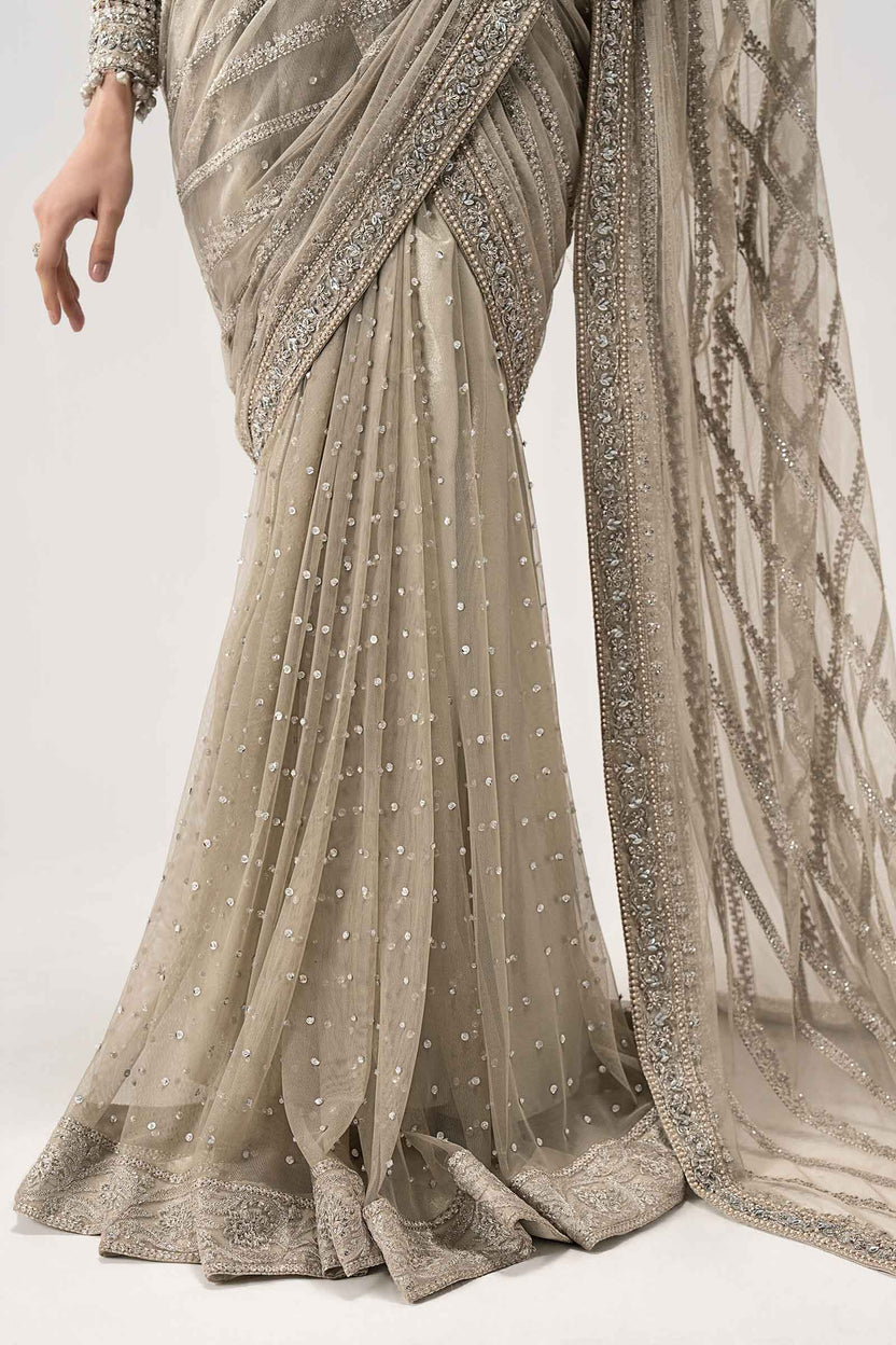 Luxury Chiffon Sequin Embroidered Saree - Ready To Wear