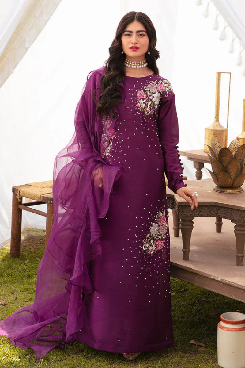 03 Piece Luxury Raw Silk Suit - Ready  To Wear