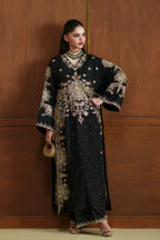 03-Piece Kaftan Style Charmoush Silk Suit - Ready To Wear