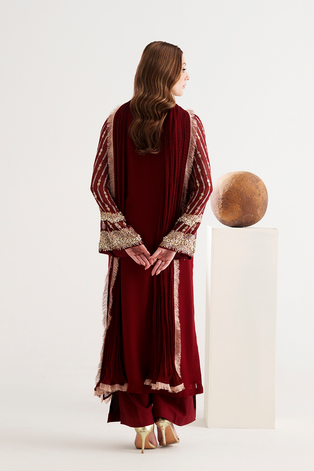 03-Piece Luxury Chiffon Suit  - Ready To Wear