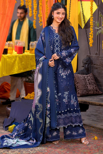 03-Piece Embroidered Lawn Suit With Silk Dupatta | Ready To Wear