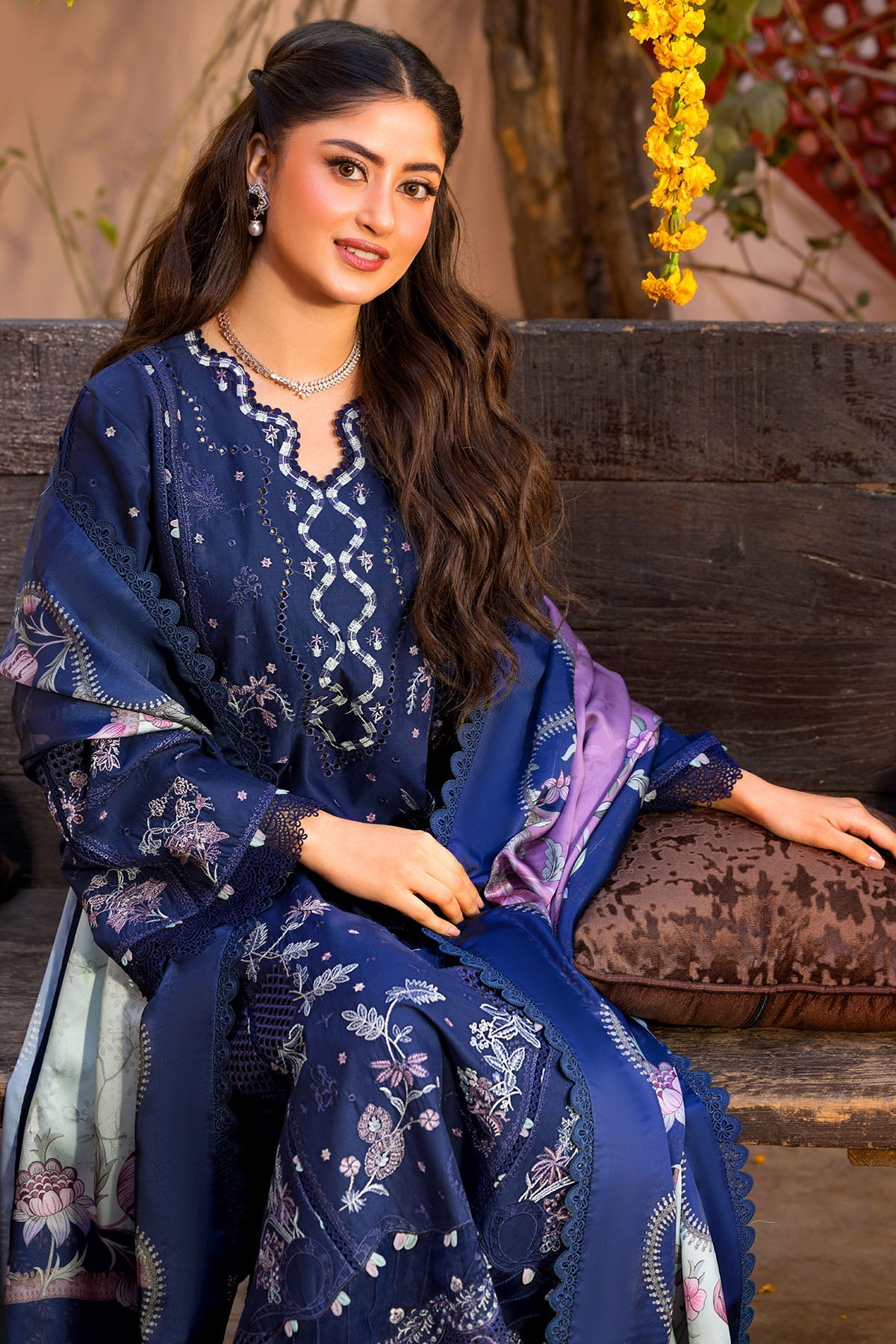 03-Piece Embroidered Lawn Suit With Silk Dupatta | Ready To Wear