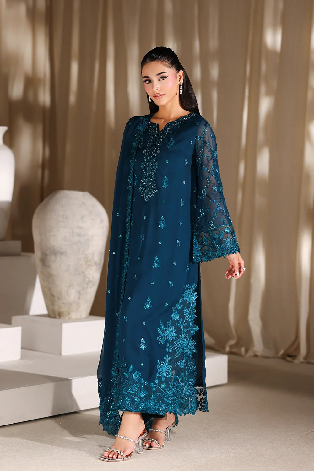 03-Piece Chiffon Suit With Embroidery | Ready To Wear