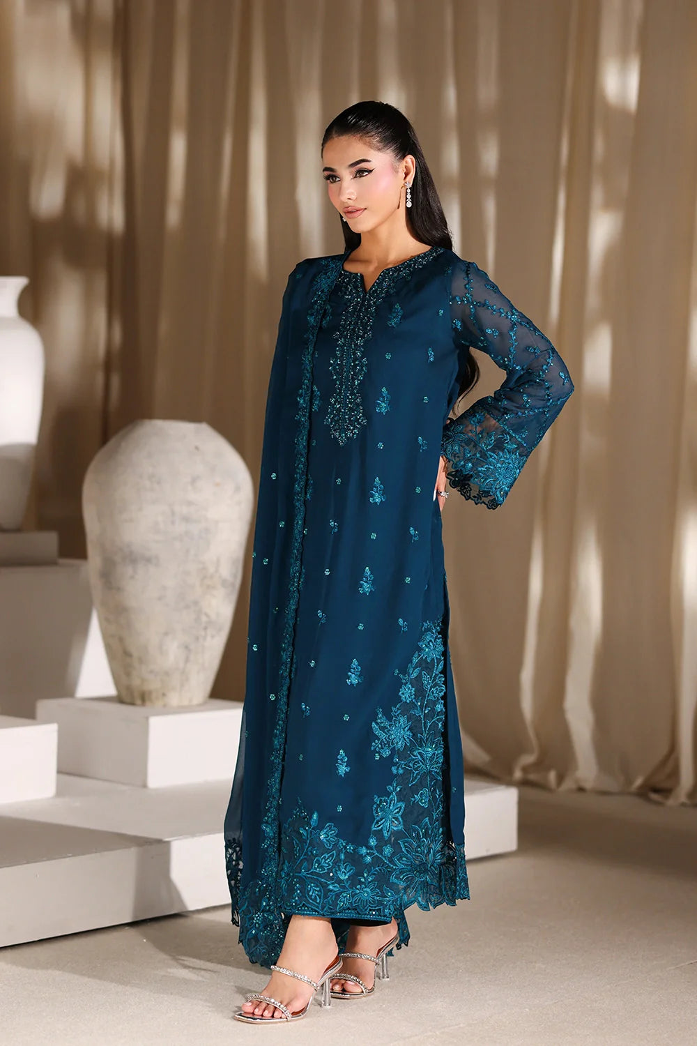 03-Piece Chiffon Suit With Embroidery | Ready To Wear