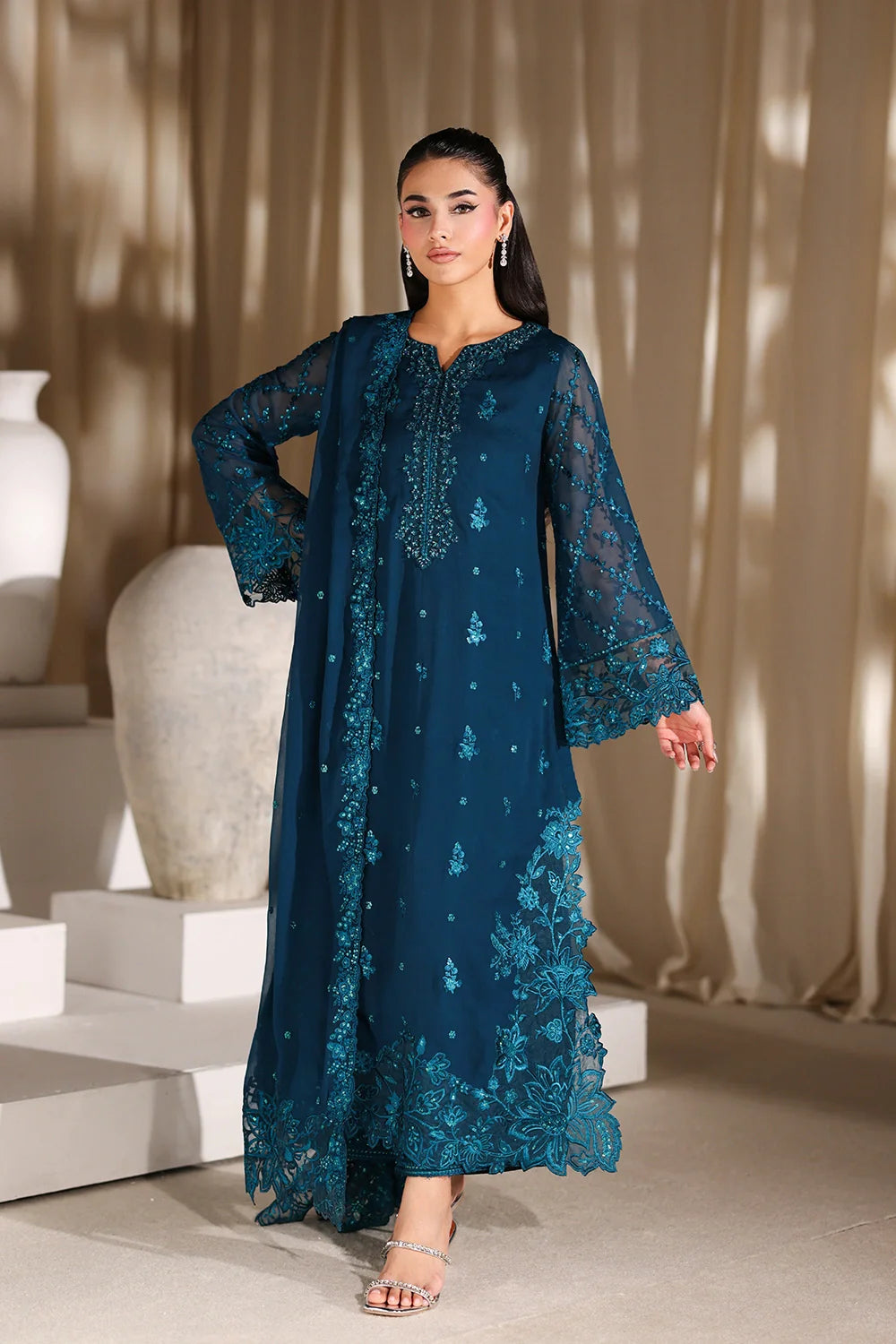 03-Piece Chiffon Suit With Embroidery | Ready To Wear