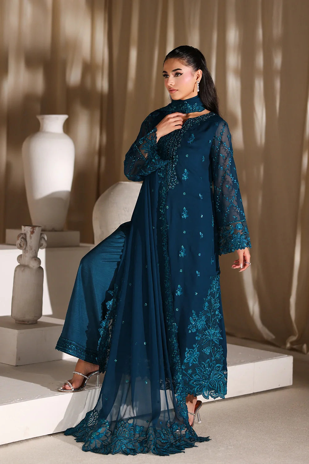 03-Piece Chiffon Suit With Embroidery | Ready To Wear