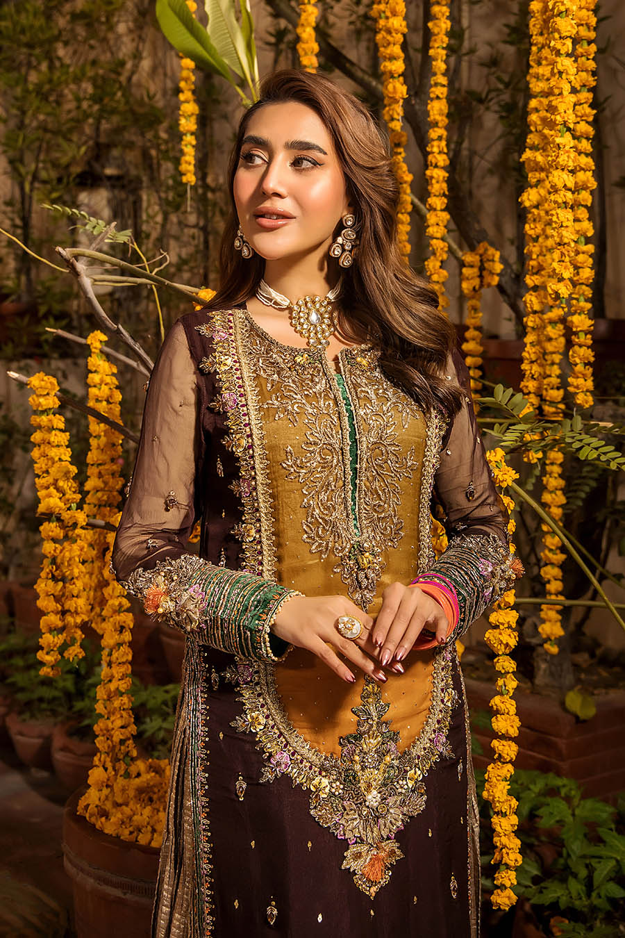 03-Piece Embroidered Chiffon Suit With Organza Dupatta | Ready To Wear