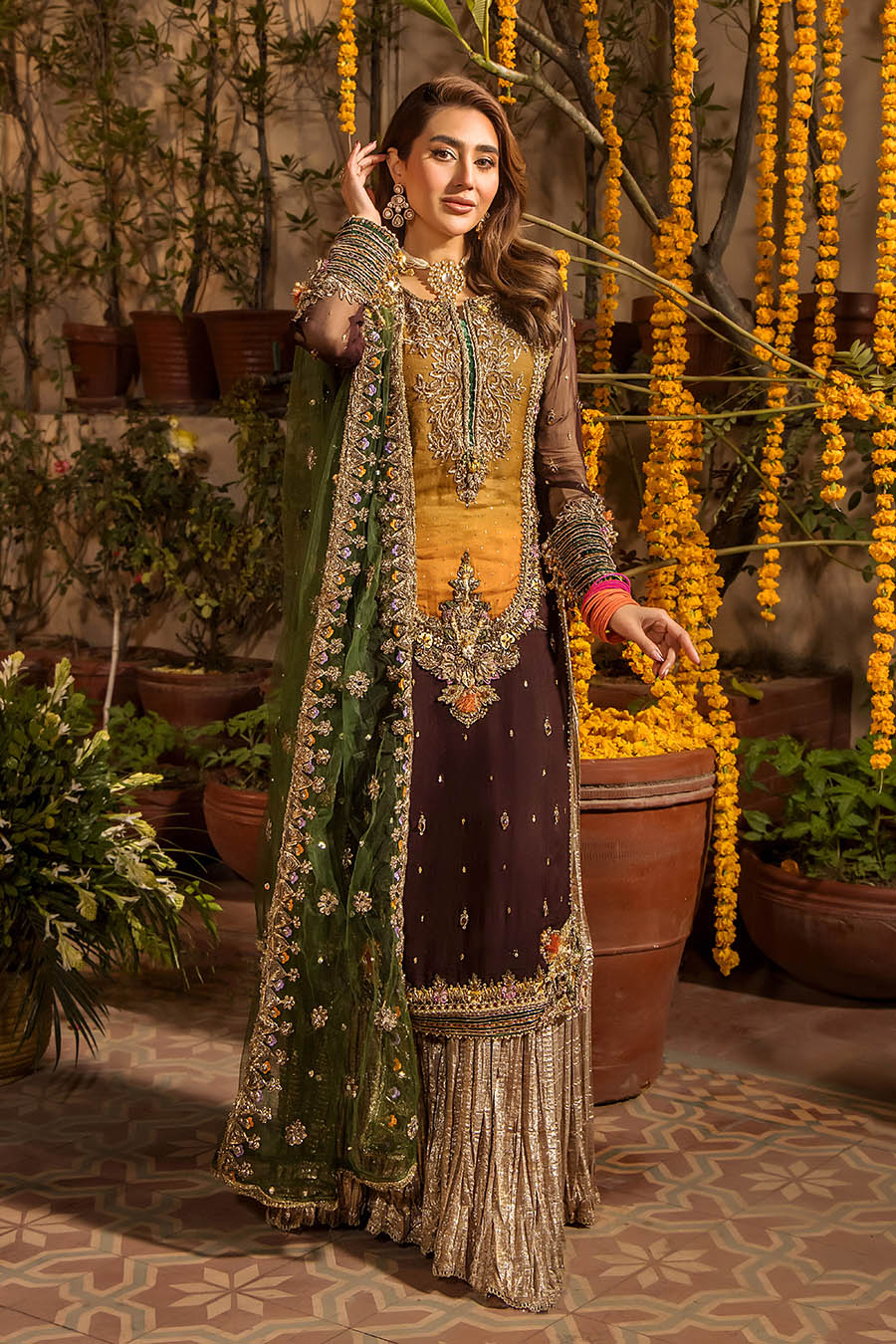 03-Piece Embroidered Chiffon Suit With Organza Dupatta | Ready To Wear