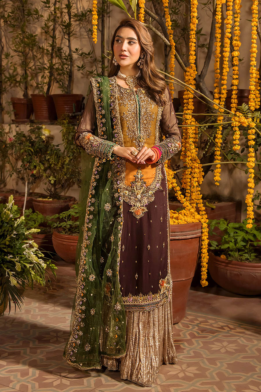 03-Piece Embroidered Chiffon Suit With Organza Dupatta | Ready To Wear