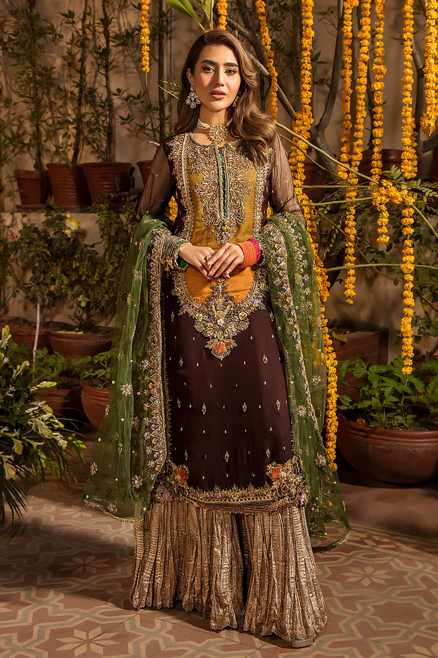 03-Piece Embroidered Chiffon Suit With Organza Dupatta | Ready To Wear