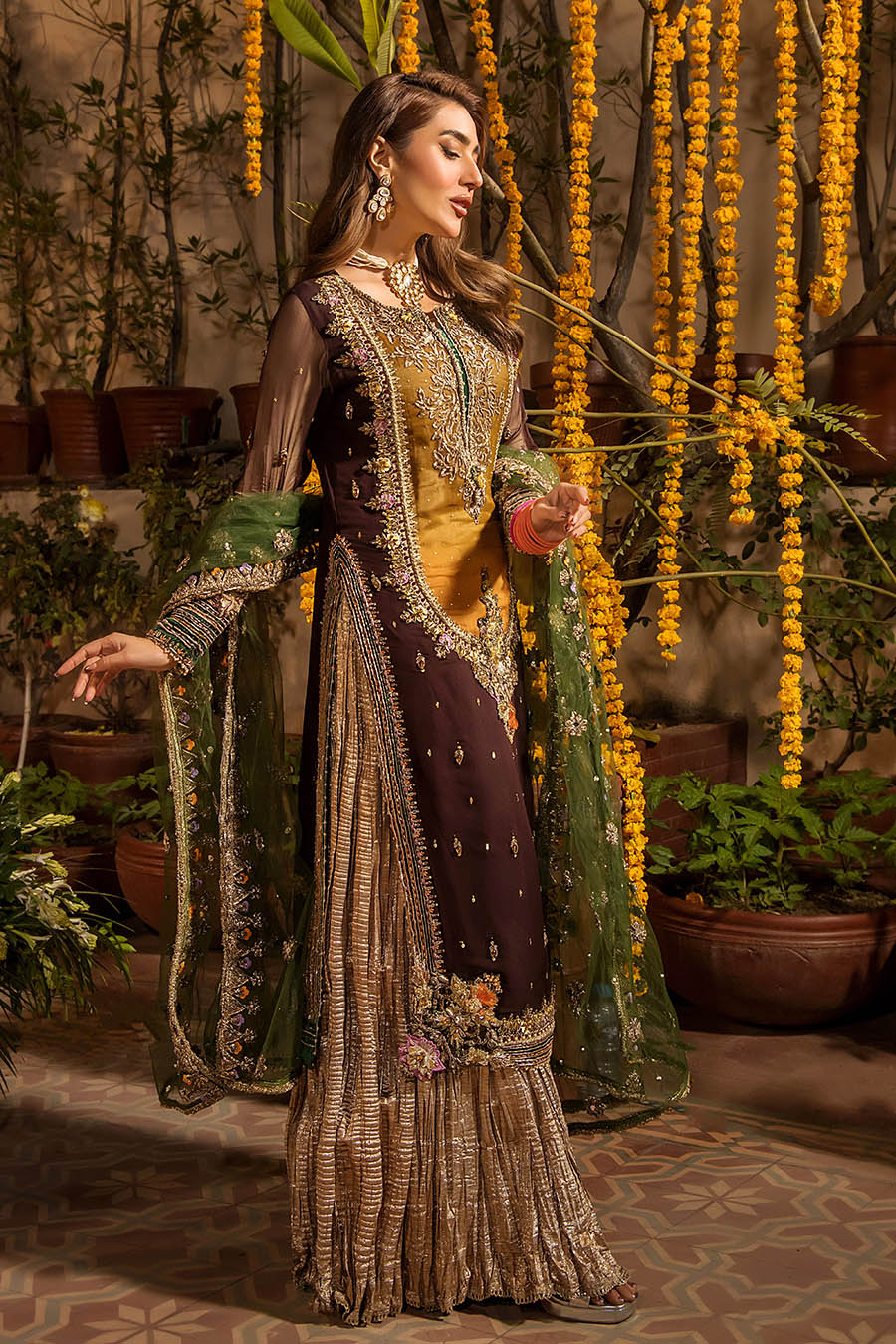 03-Piece Embroidered Chiffon Suit With Organza Dupatta | Ready To Wear